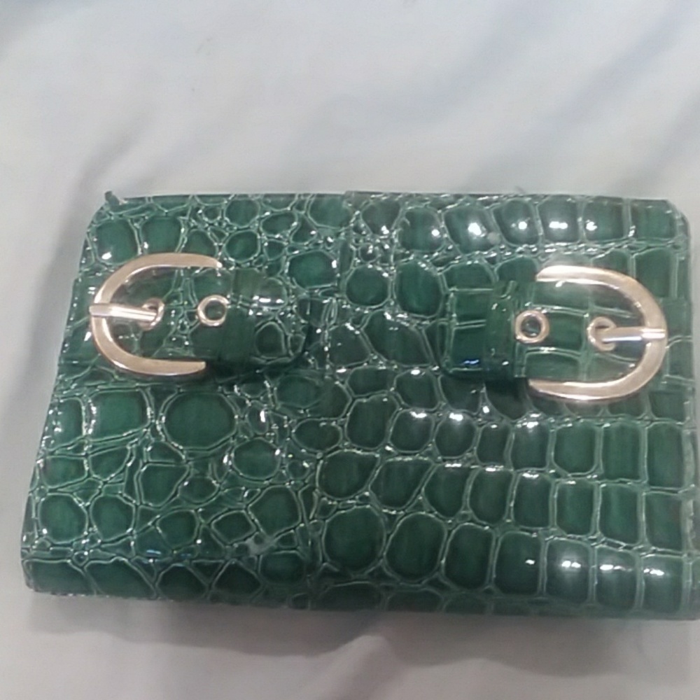 Classy Green Faux Alligator Skin Clutch